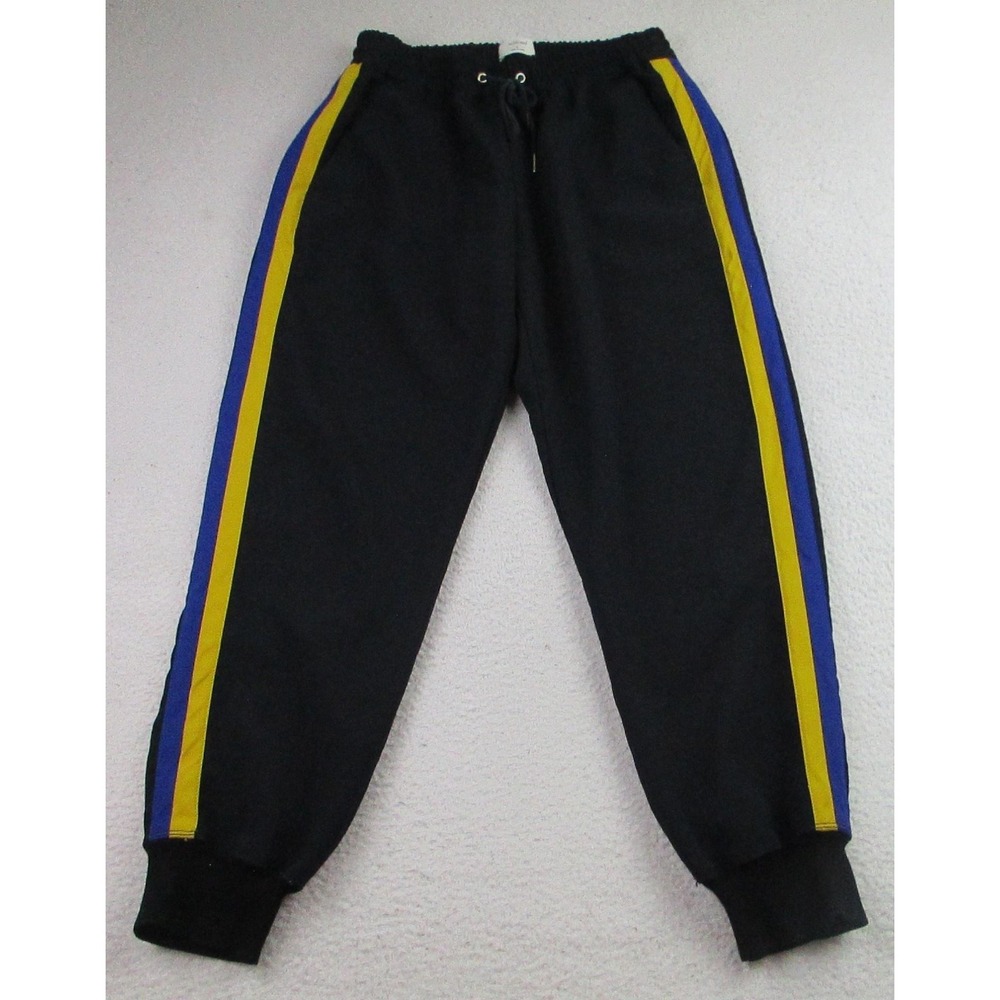 Wilfred Pants Womens Small Black Blue Yellow Track Joggers Side Stripe Polyester